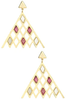 Gold Plated Mother Of Pearl and Pink Quartz Earrings