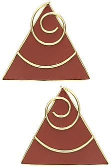 Gold Plated Red Jasper Stone Earrings