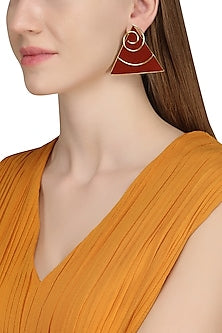 Gold Plated Red Jasper Stone Earrings