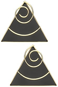 Gold Plated Black Onyx Stone Earrings