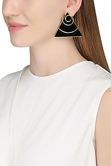 Gold Plated Black Onyx Stone Earrings