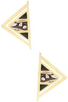 Gold Plated Peanut Wood Jasper Stone Earrings