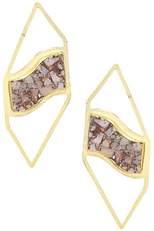 Gold Plated Mohave Pink Opal Stone Earrings
