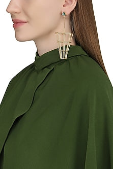Gold Plated Green Onyx Dangler Earrings