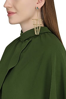 Gold Plated Green Onyx Dangler Earrings