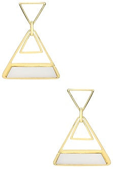 Gold Plated White Apis Stone Earrings