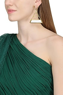 Gold Plated White Apis Stone Earrings
