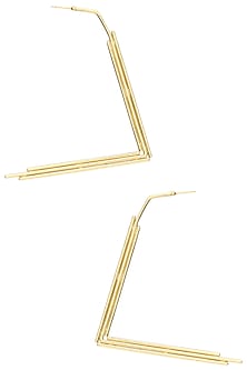 Gold Plated L Shaped Textured Earrings