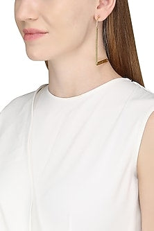 Gold Plated L Shaped Textured Earrings