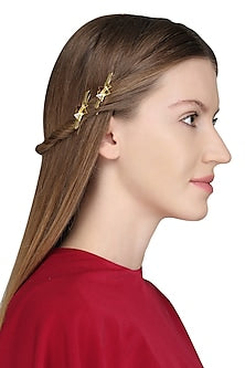 Gold Plated Pink Stone Embellished Hair Pin