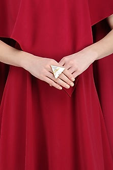 Gold Plated Mother Of Pearl Embellished Ring