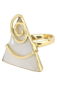 Gold Plated Semiprecious Stone Embellished Ring
