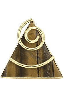 Gold Plated Tiger'S Eye Stone Embellished Ring