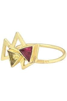Gold Plated Pink Quartz Embellished Ring
