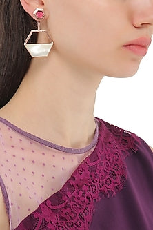 Rose Gold Plated Pink and White Gypsy Moth Earrings