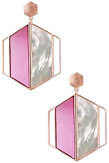 Rose Gold Plated Pink and White Egg Cell Earrings