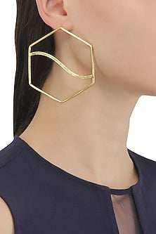 Gold Plated Hexagon Pupa Earrings