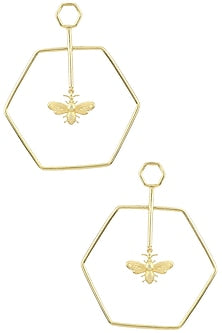Gold Plated Hexagon Bee Dune Earrings