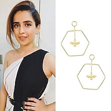 Gold Plated Hexagon Bee Dune Earrings