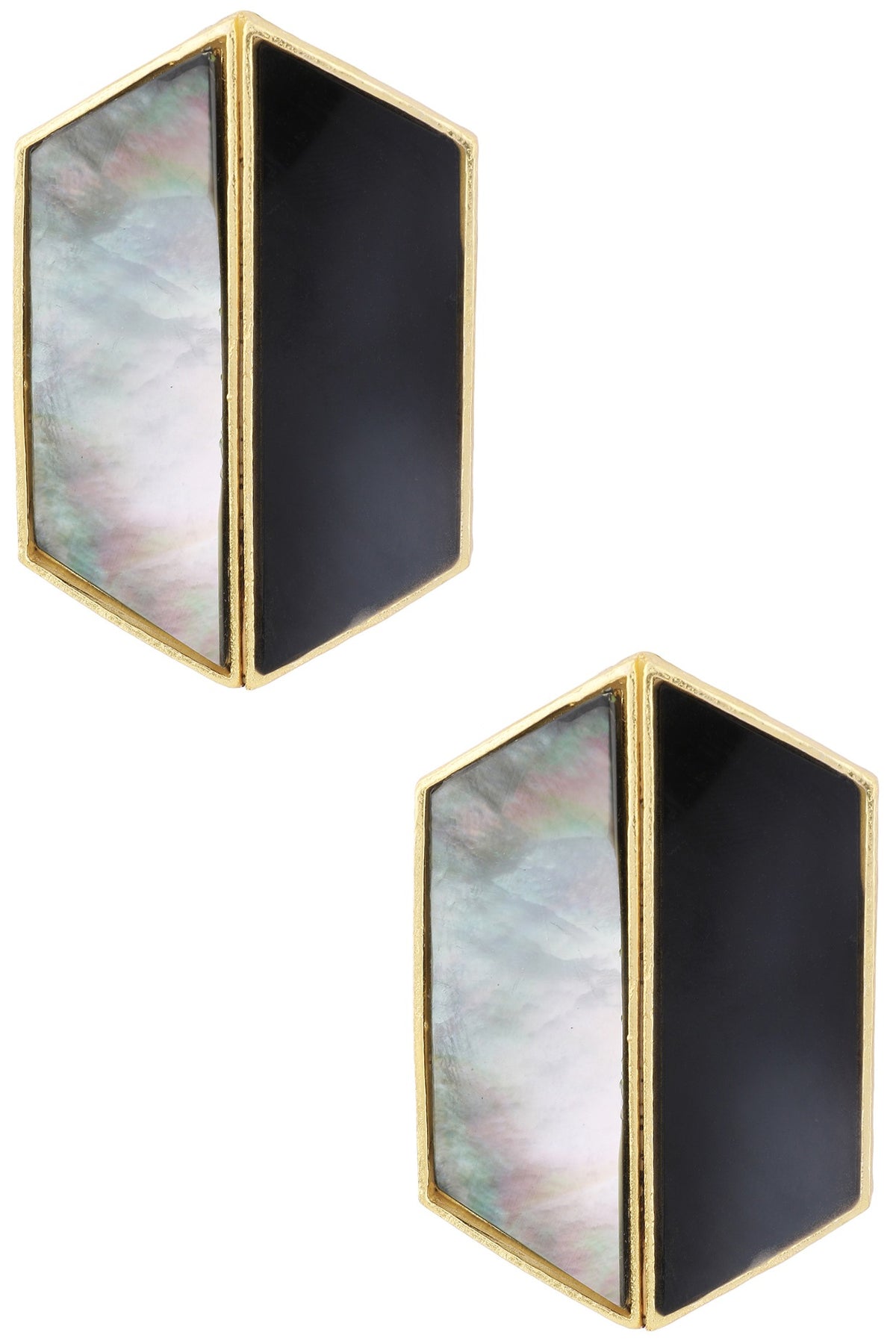 Gold Plated Black Egg Stud Earrings