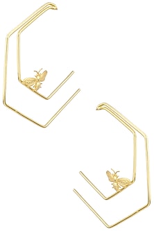 Gold Plated Double Line Killer Bee Hoop Earrings