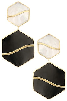 Gold Plated Black and White Mini Pupa Earrings