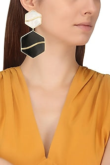 Gold Plated Black and White Mini Pupa Earrings