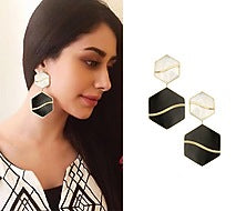 Gold Plated Black and White Mini Pupa Earrings