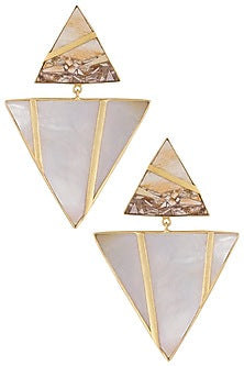 Gold plated pearl stone earrings
