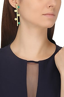 Gold Plated Malachite Drone Earrings