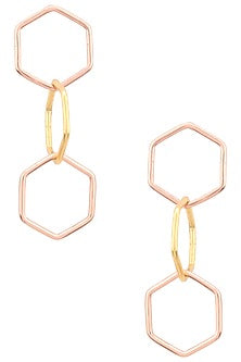 Dual Finish Rose Gold Plated Hexagon Chainmail Earrings