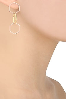 Dual Finish Rose Gold Plated Hexagon Chainmail Earrings