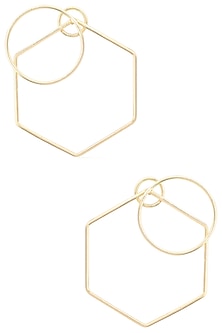 Gold Plated Geometric Nucleus Earrings