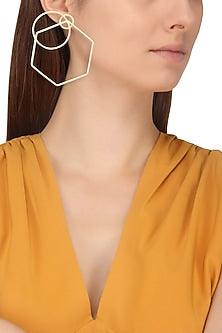 Gold Plated Geometric Nucleus Earrings