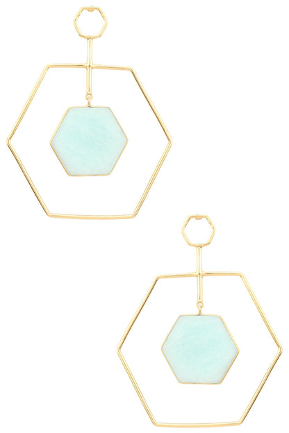 Gold Plated Amazonite Stone Honey Dune Earrings