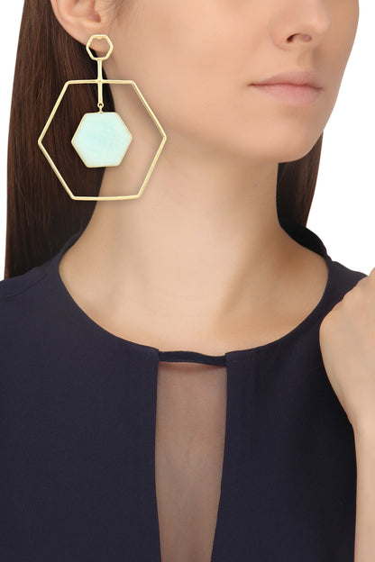 Gold Plated Amazonite Stone Honey Dune Earrings