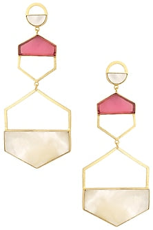 Gold Plated Pink Quartz Larva Earrings
