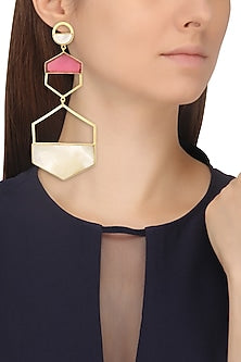 Gold Plated Pink Quartz Larva Earrings