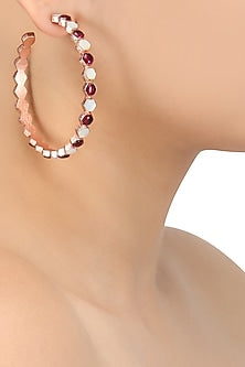 Rose Gold Plated Hydro Pink Quartz Insectopedia Hoops Earrings