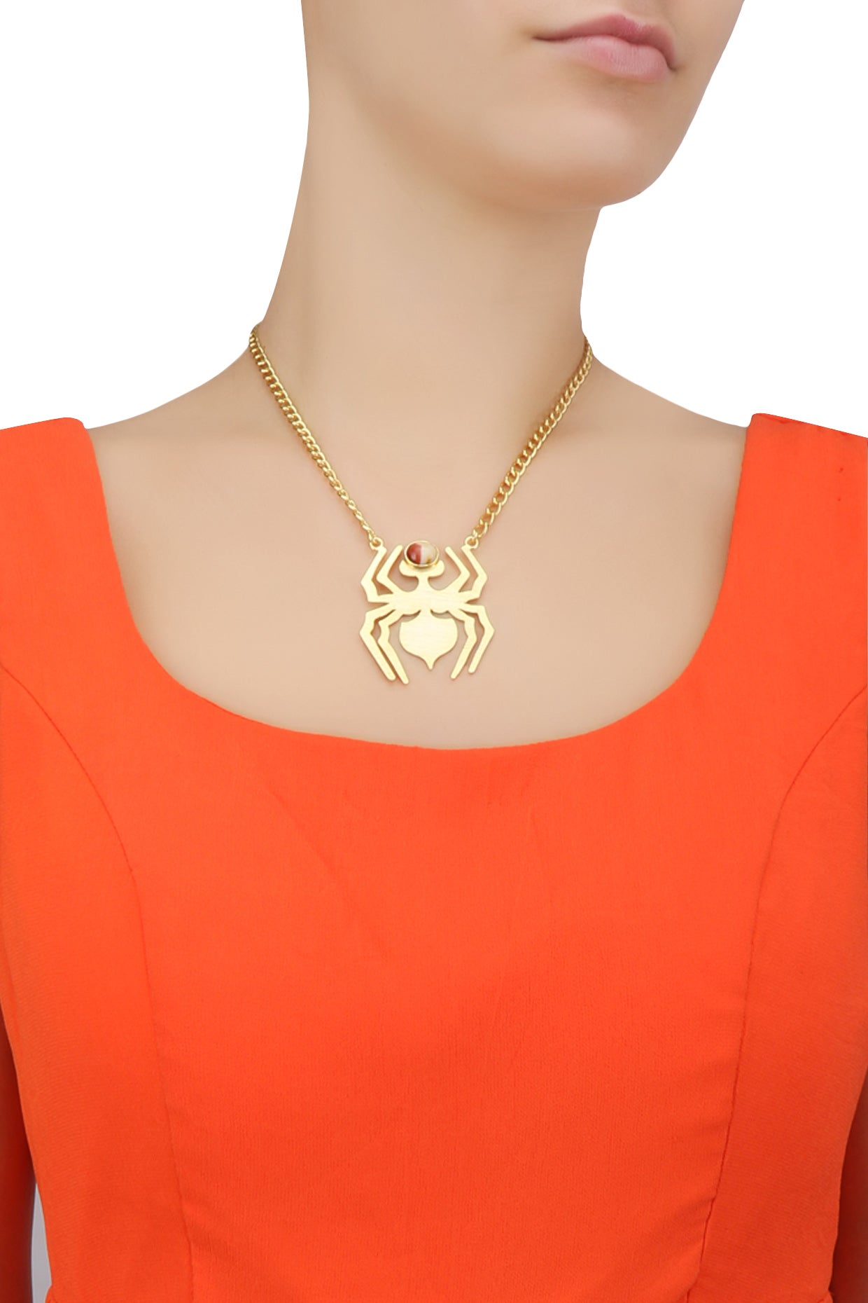 Gold Plated Mookite Semi Precious Stone Choker Statement Necklace