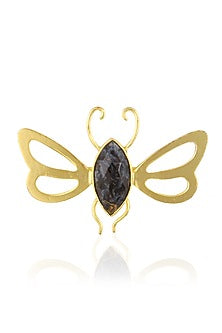 Gold Plated Petersite Semiprecious Stone Statement Brooch