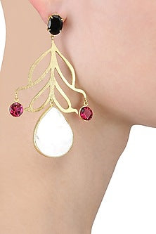 Gold Plated Empress's Peacock Feather Earrings