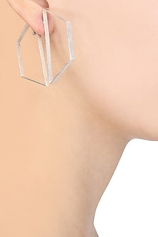 Silver Plated Hexagon Bee Earrings