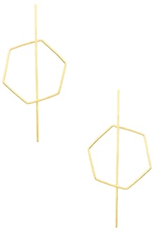 Gold Finish Hexagon Stinger Earrings
