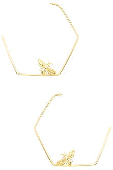 Gold Finish Killer Bee Hoops Earrings