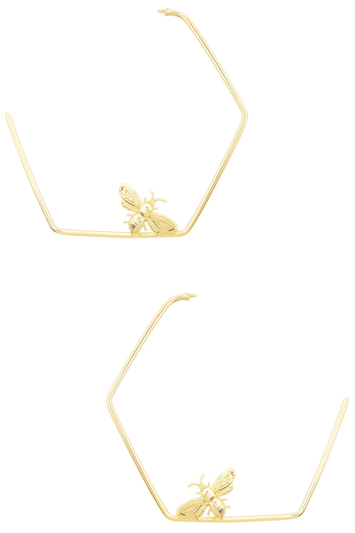 Gold Finish Killer Bee Hoops Earrings