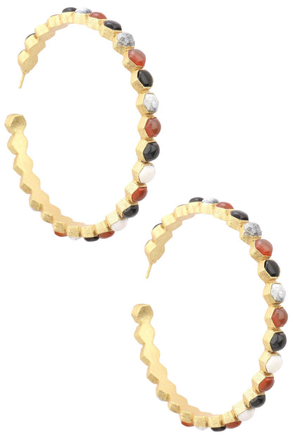 Gold Finish Insectopedia Hoops Earrings