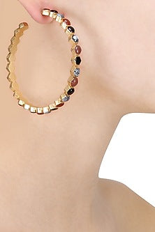Gold Finish Insectopedia Hoops Earrings