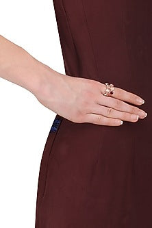 Rose Gold Plated Hydro Pink Quartz and Moonstone Ring