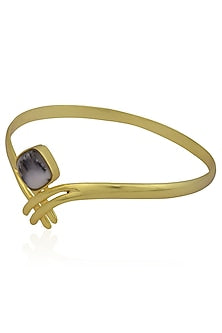 Gold Plated Dendritic Agate Stone Statement Bangle